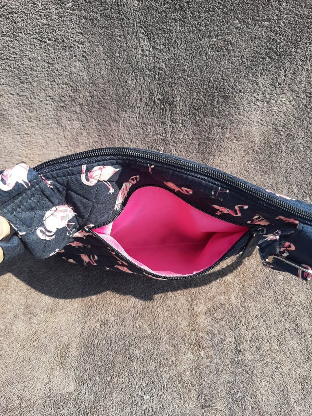Vera Bradley retired Fiesta Flamingo Crossbody Bag Handbag Purse 11" x 11" x 2" - Picture 7 of 10